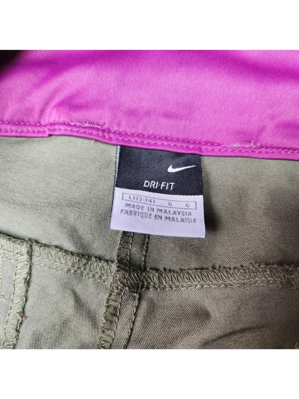 Nike DRI-FIT Women's Utility Cargo Olive Green Pants w/Fabric Belt Sz L 36/31 - Picture 3 of 16